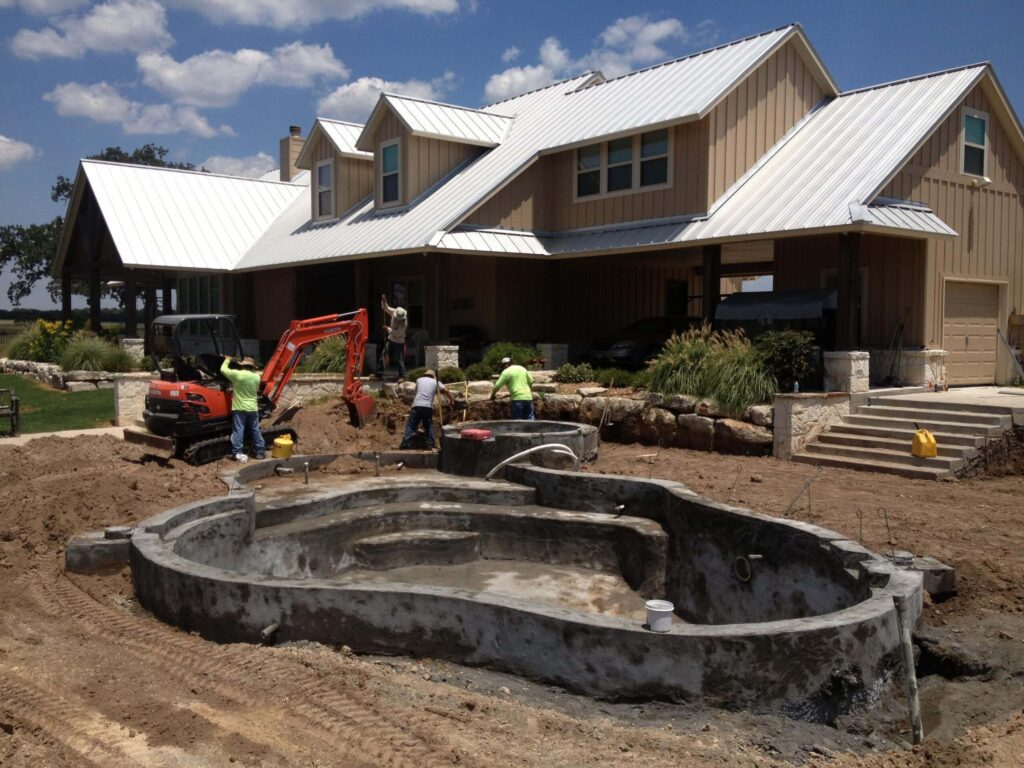 Traditions Pools & Landscape Bryan College Station Texas - Construction of Pool and Spa